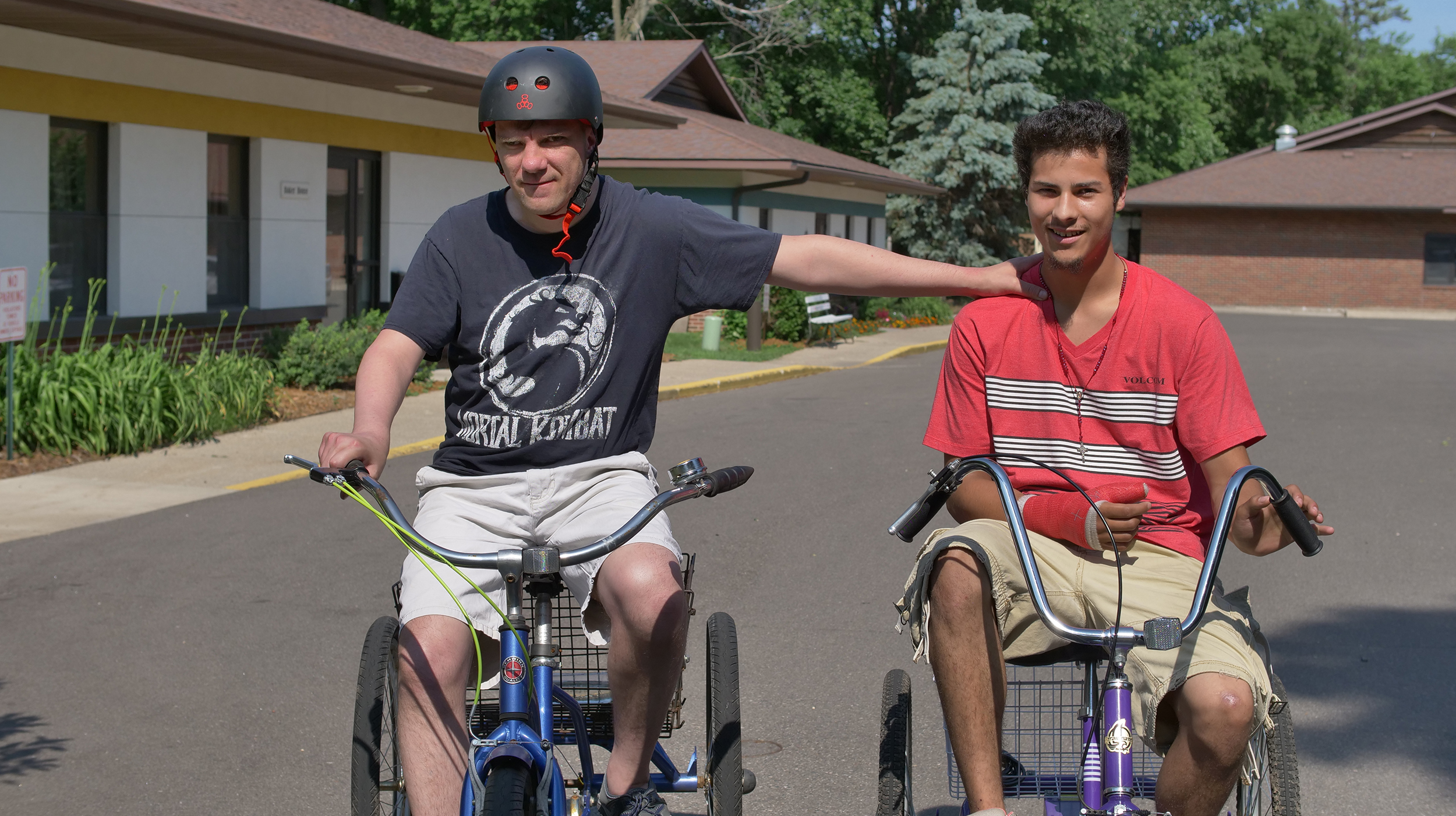 riding bikes on LBSA campus